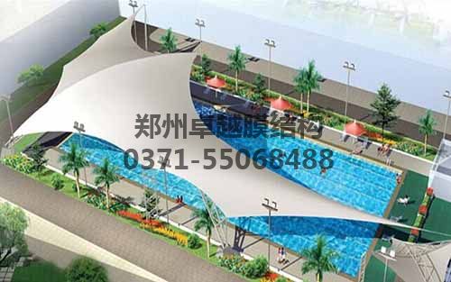 卓越為某游泳池設計的飛燕造型的膜結構遮陽棚